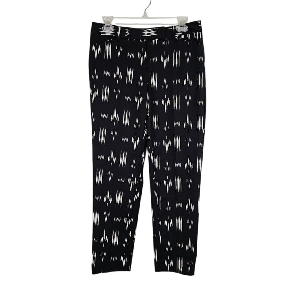 WHITE HOUSE BLACK MARKET Ankle Chino Pants size 4 BLACK & WHITE Preppy Slim Twee